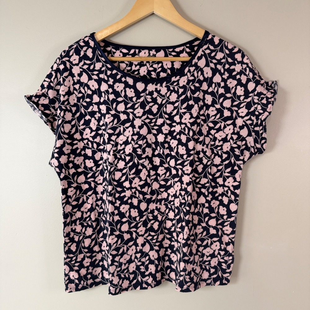 Kate Spade Large Garden Vine Ruffle Cap Sleeve Pajama Top Leisure Cozy Soft